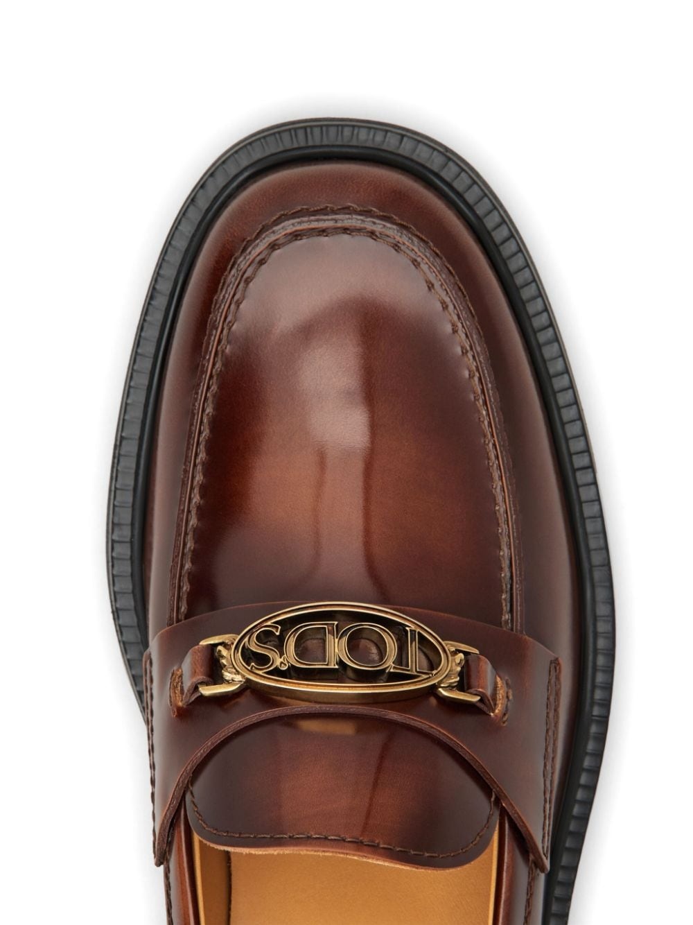 logo-plaque leather loafers - 5