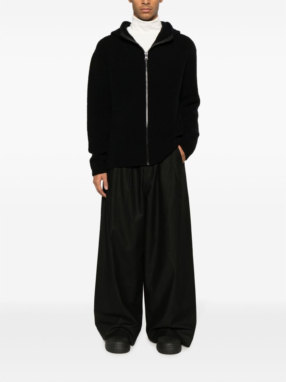 hooded ribbed-knit jumper - 4