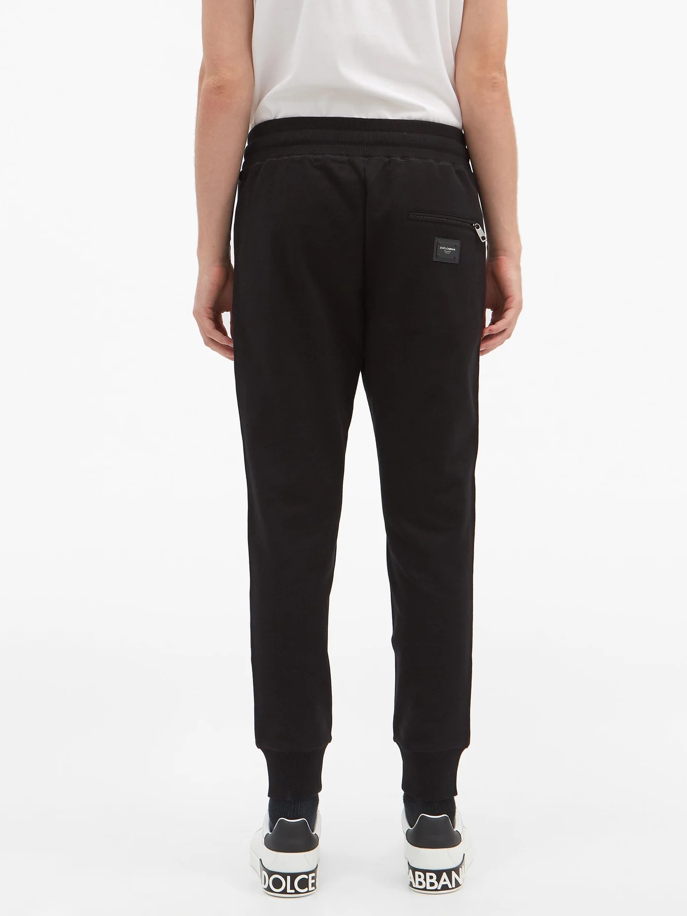 Logo-plaque cuffed-ankle cotton track pants - 5