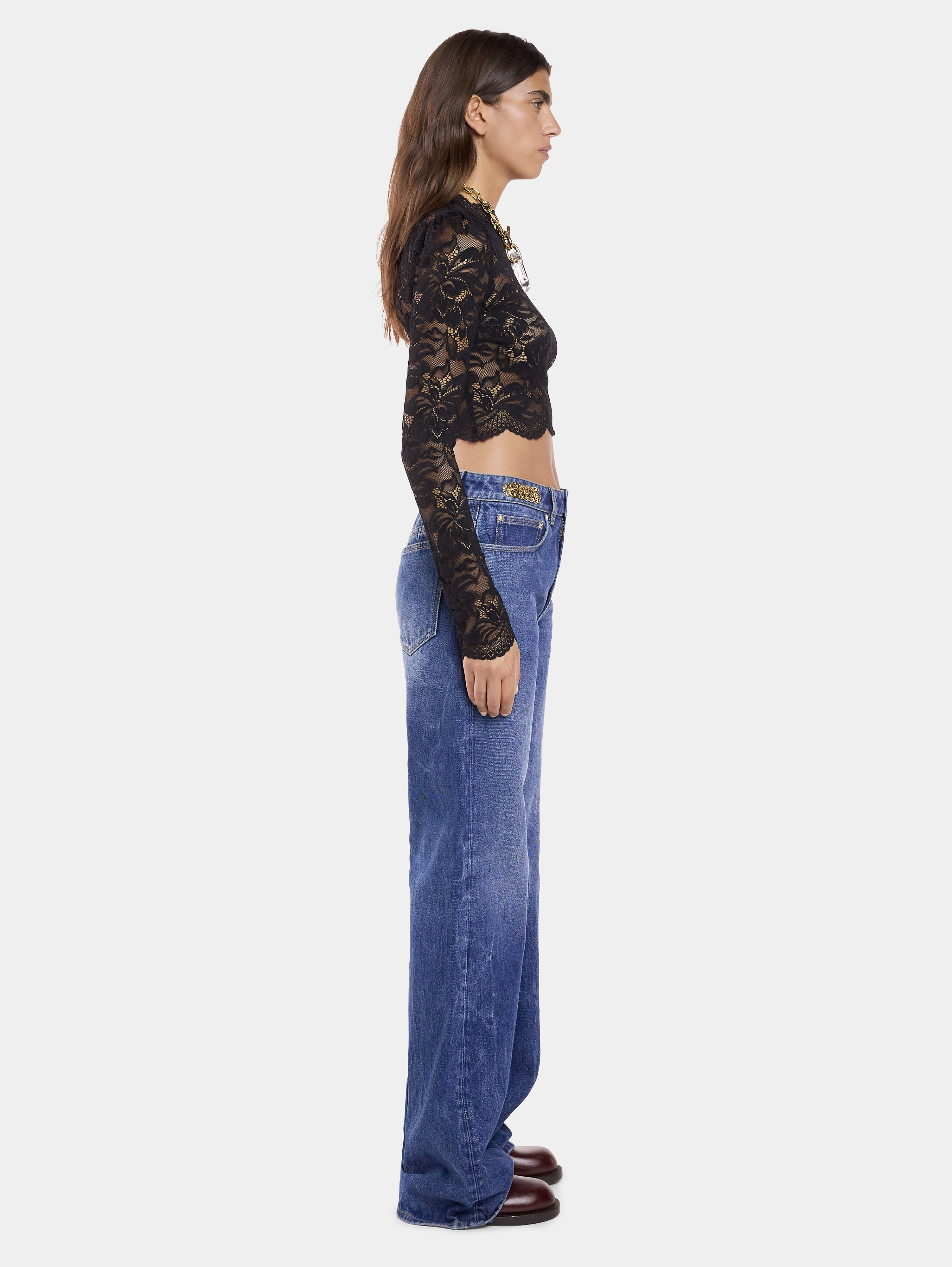 BAGGY JEANS IN DARK WASHED DENIM - 3