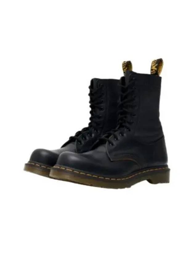 Number Logo Lace-Up Worker Boots Black - 2