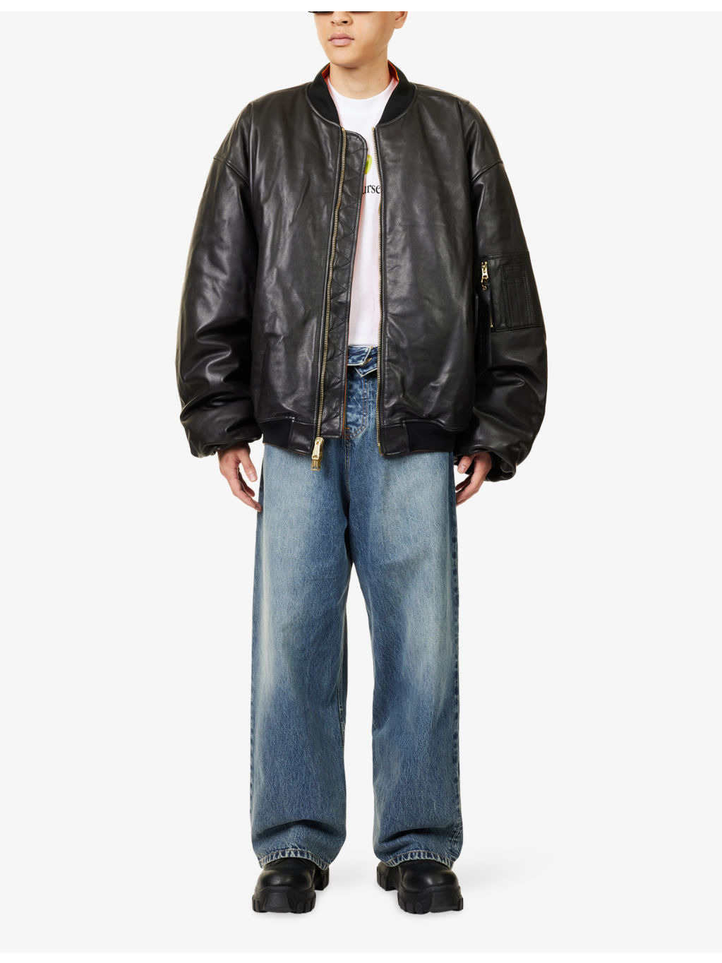 Oversized Padded Leather Jacket - 2