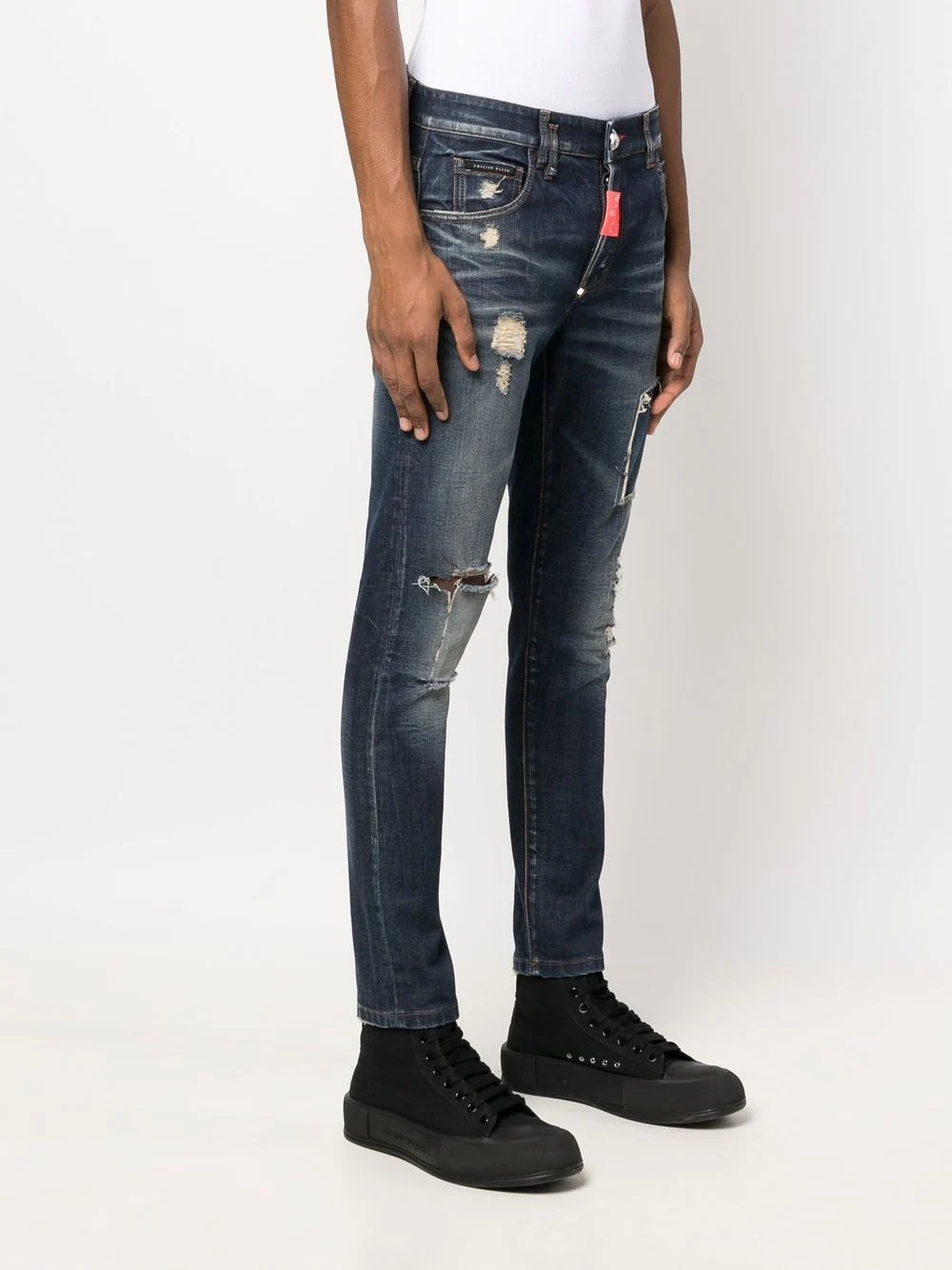 distressed skinny-cut jeans - 3