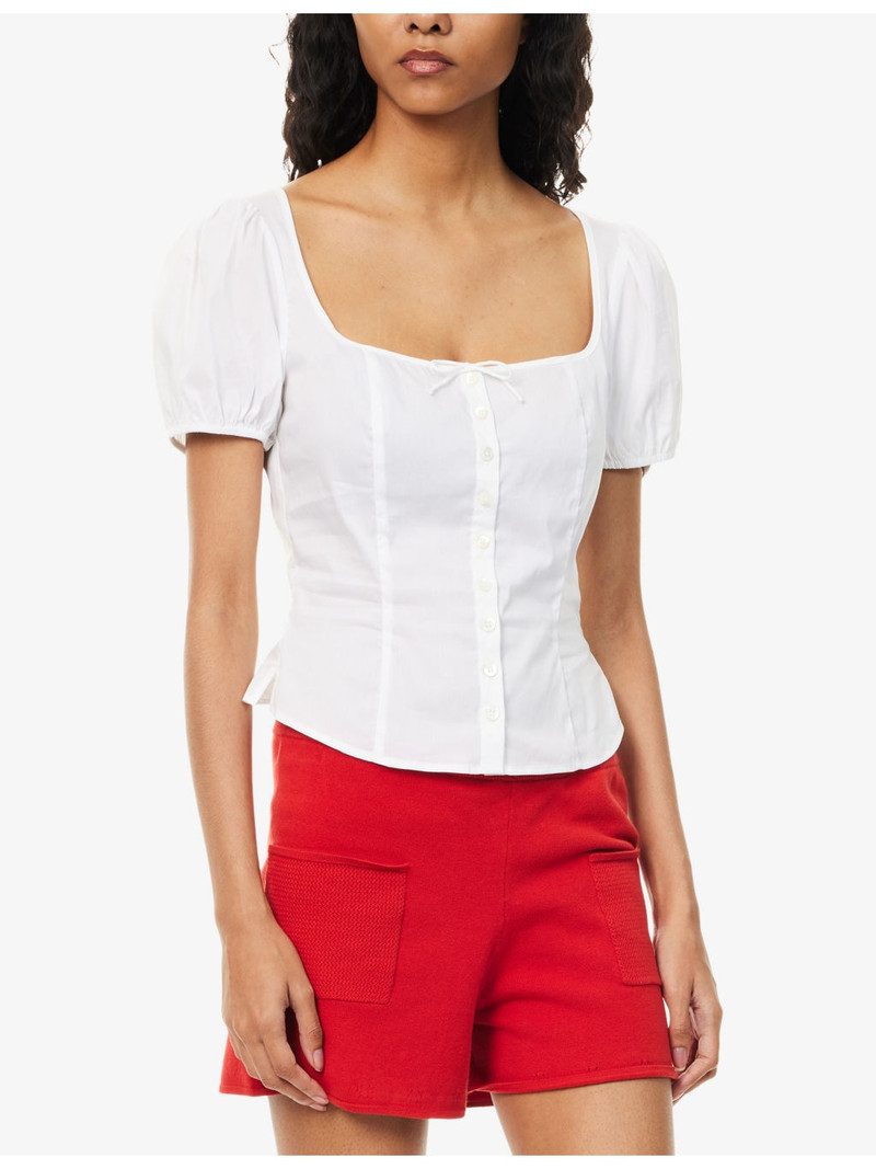 Walnut Puff-Sleeve Cotton Top 3