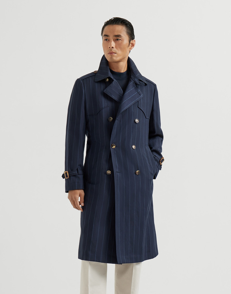 Virgin wool and linen chalk stripe trench 2
