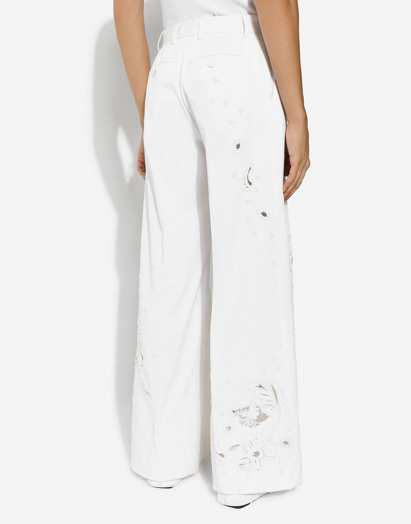 Stretch cotton pants with embroidery 4