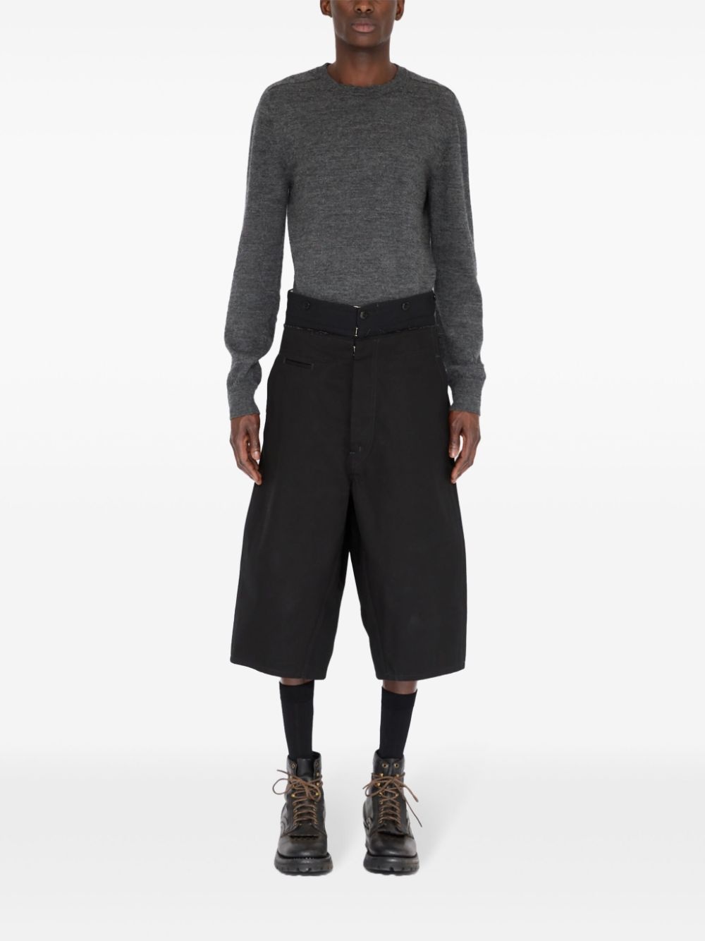 raw-edge drop-crotch shorts - 2