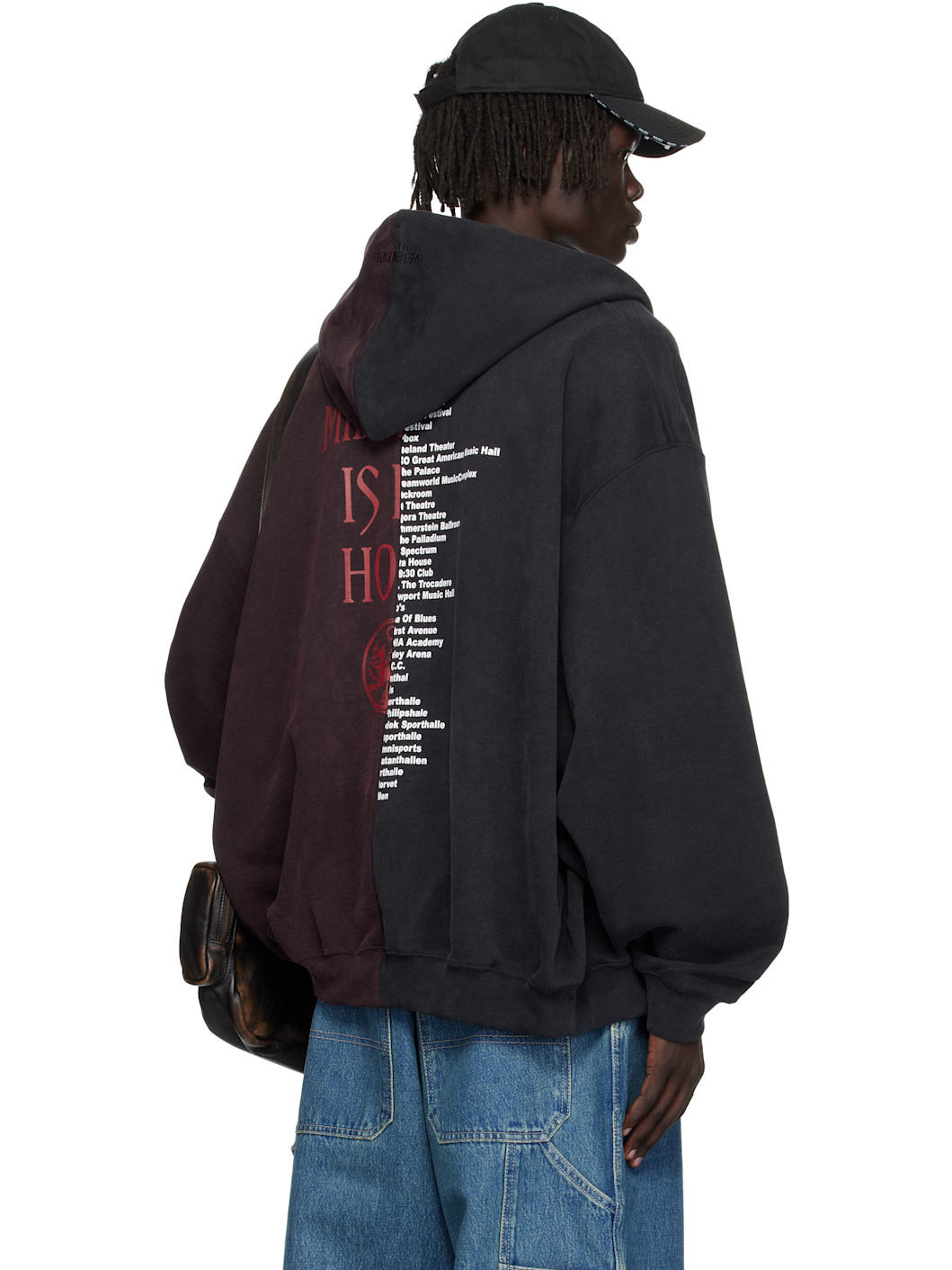 Black & Burgundy Cradle of Filth Cut-Up Oversized Hoodie - 3