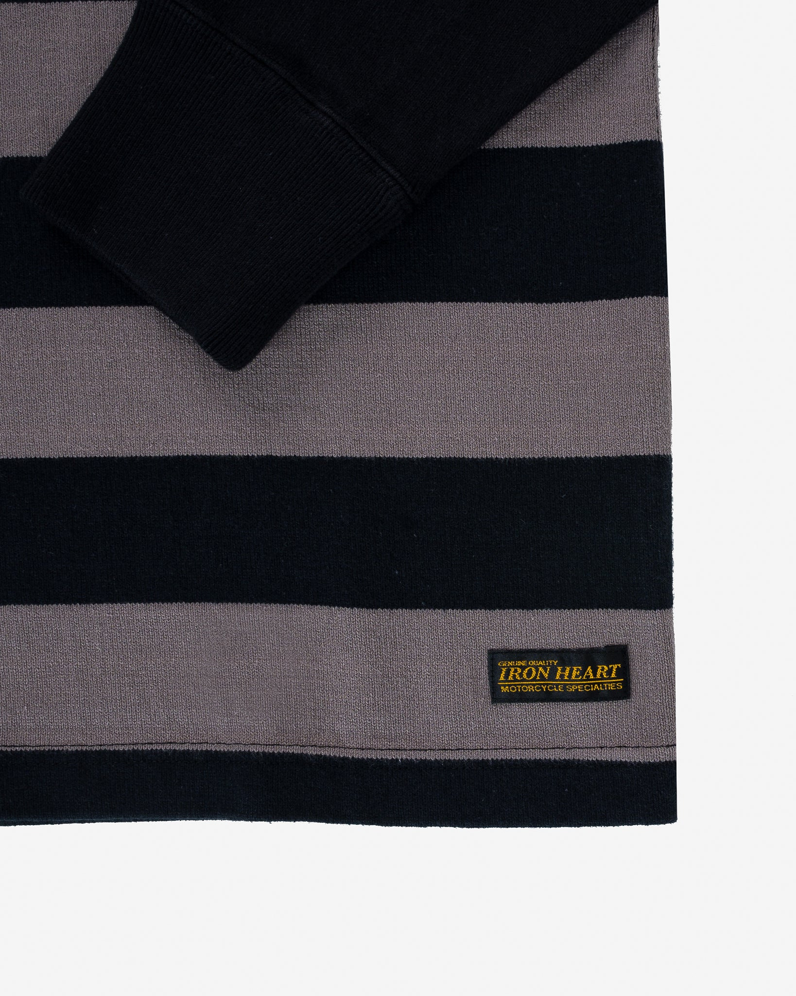 IHTB-05-GRY 11oz Cotton Knit Long-Sleeved Sweater - Striped Body with Black Arms - 8