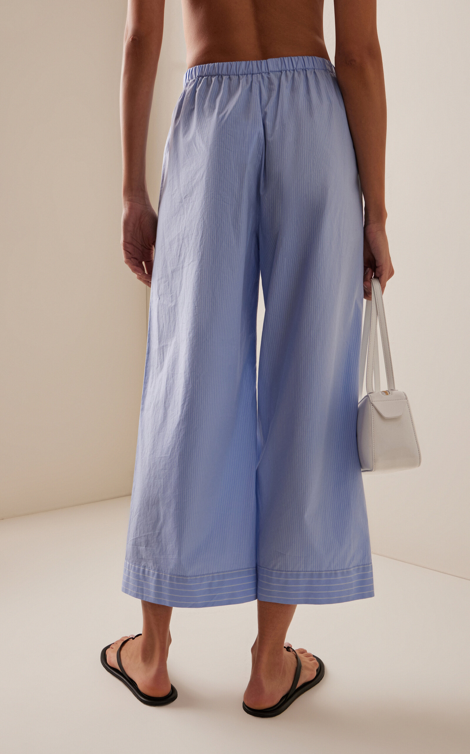 Mirabello Cropped Organic Cotton Flare Pants stripe - 4