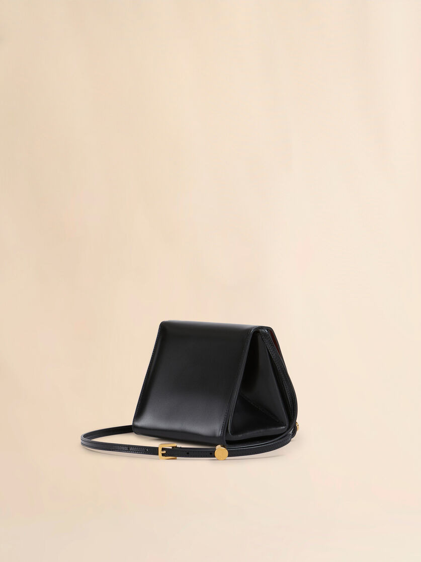 BLACK LEATHER VHS SMALL TRIANGLE BAG - 3