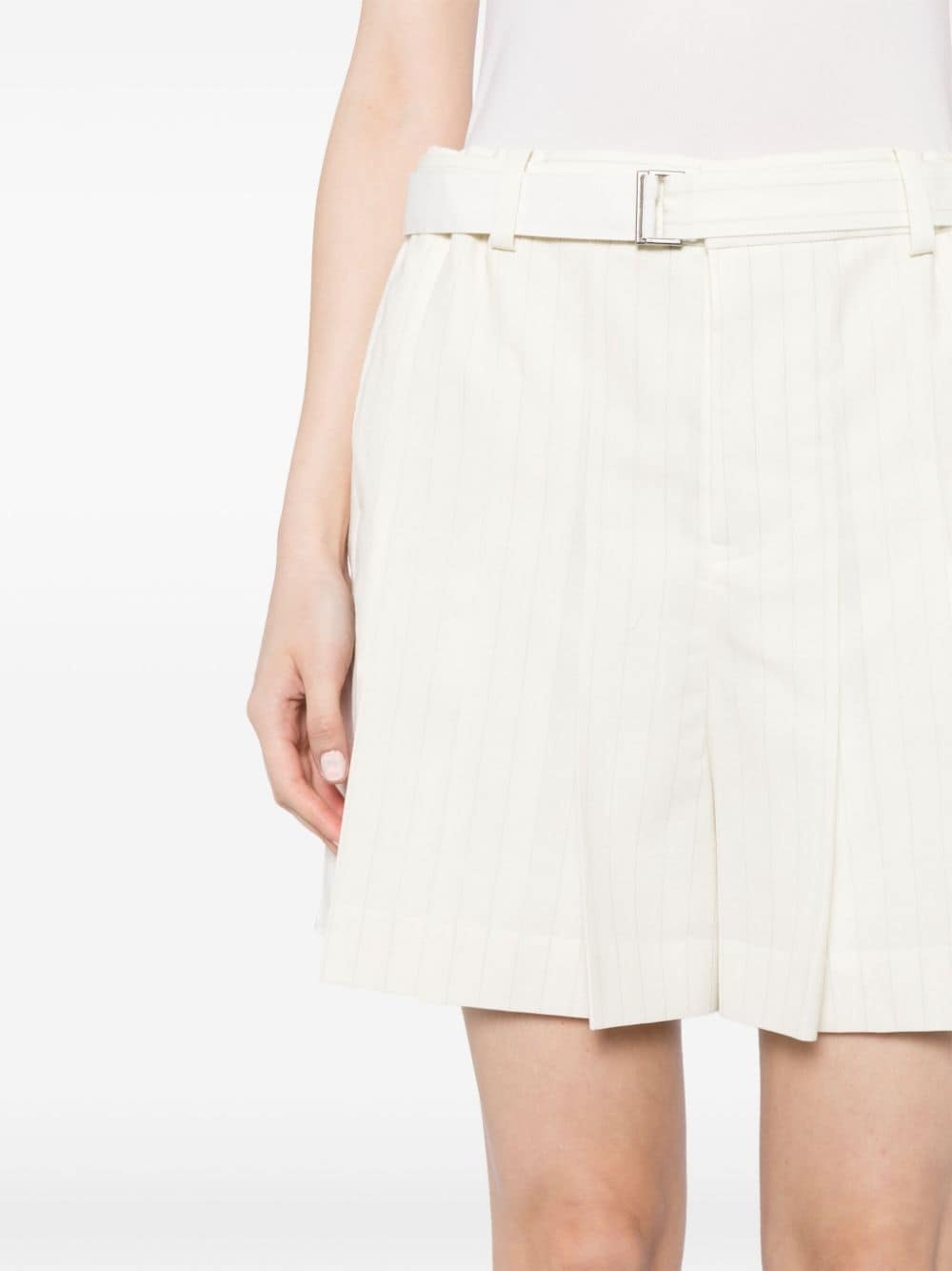 pinstripe pleated tailored shorts - 5