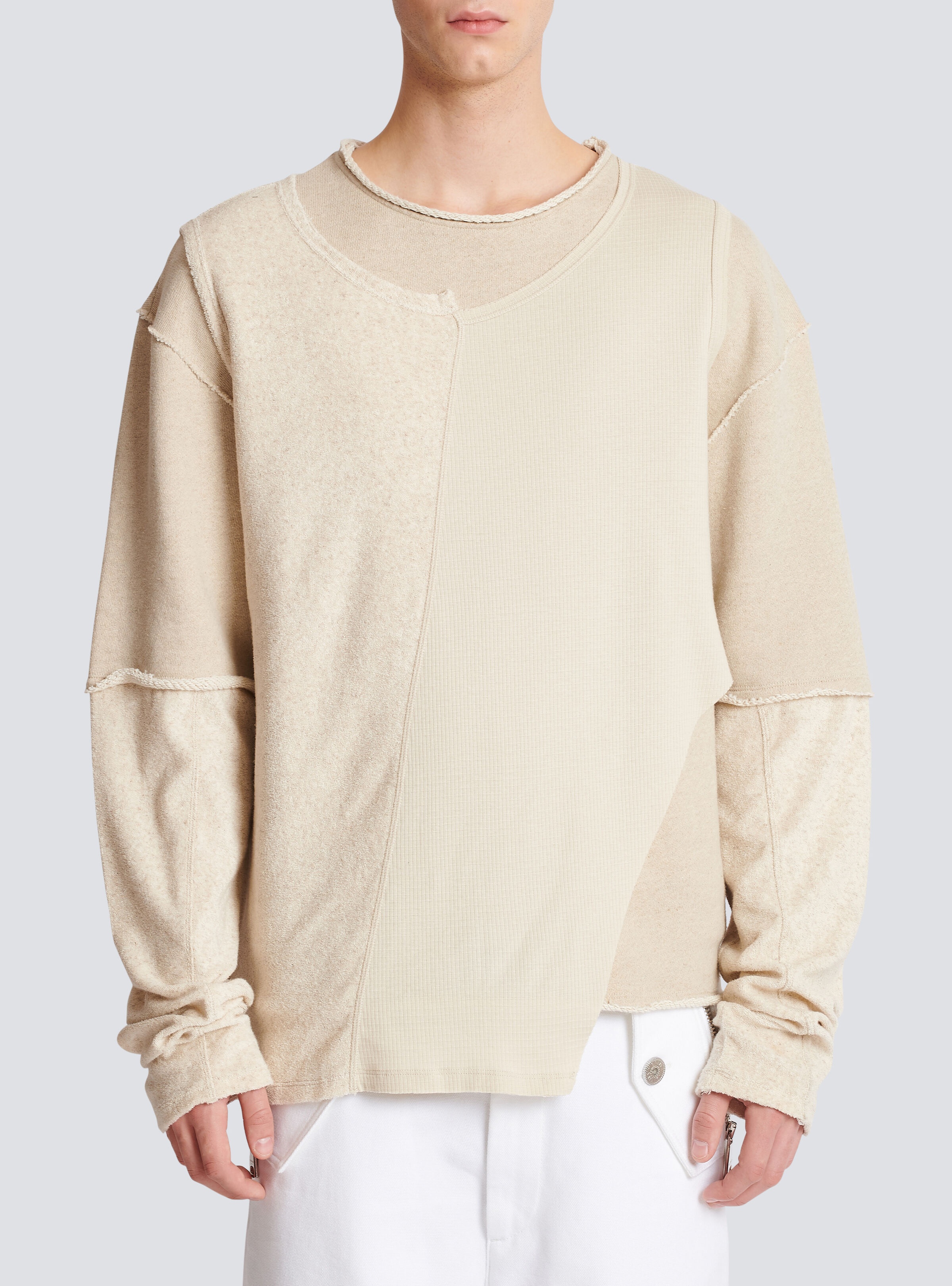 Long-sleeved multi-material T-shirt - 5