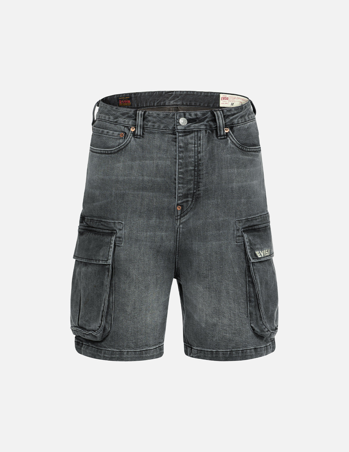 SEAFULL AND LOGO FLAG PRINT FASHION FIT DENIM CARGO SHORTS - 2