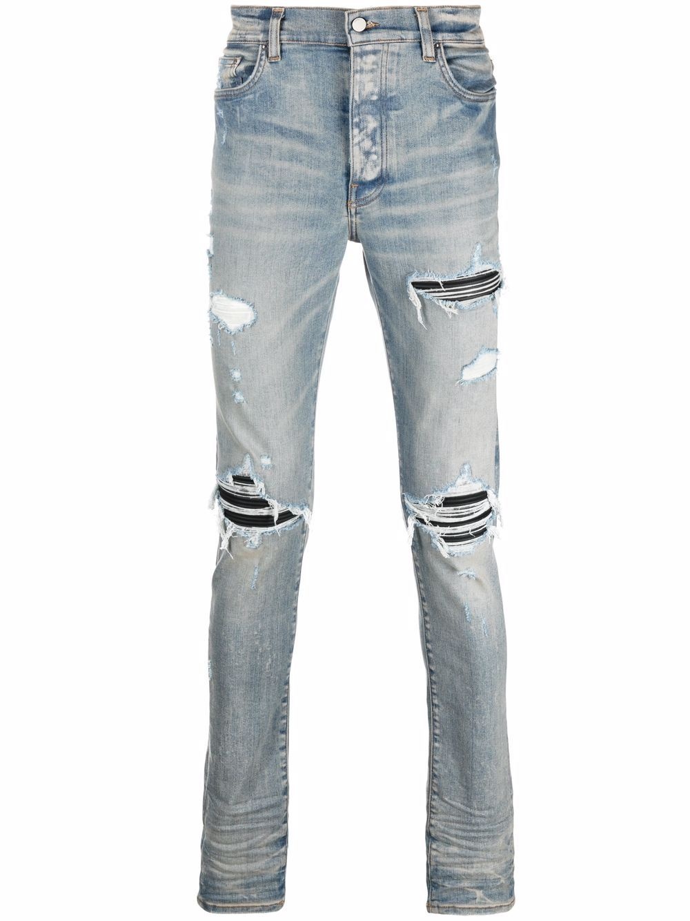 distressed straight-leg jeans - 1