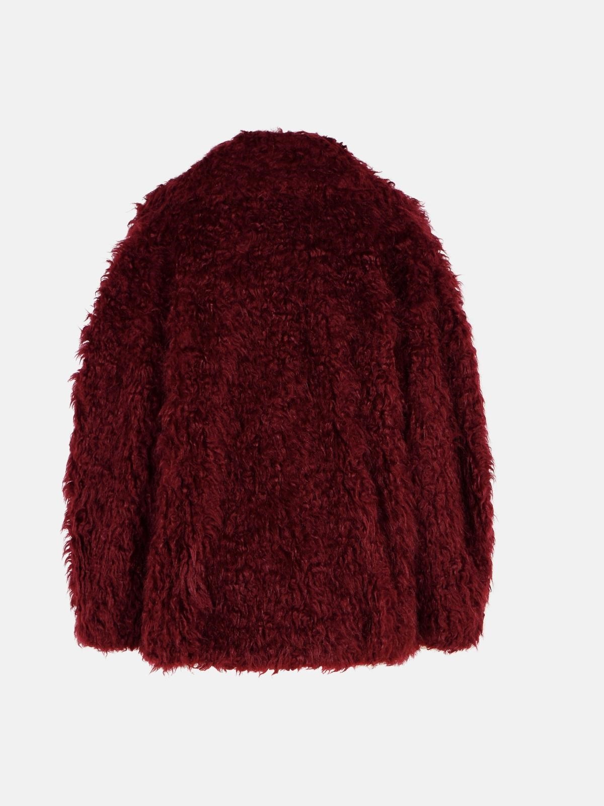 BURGUNDY ACRYLIC BLEND COAT - 3