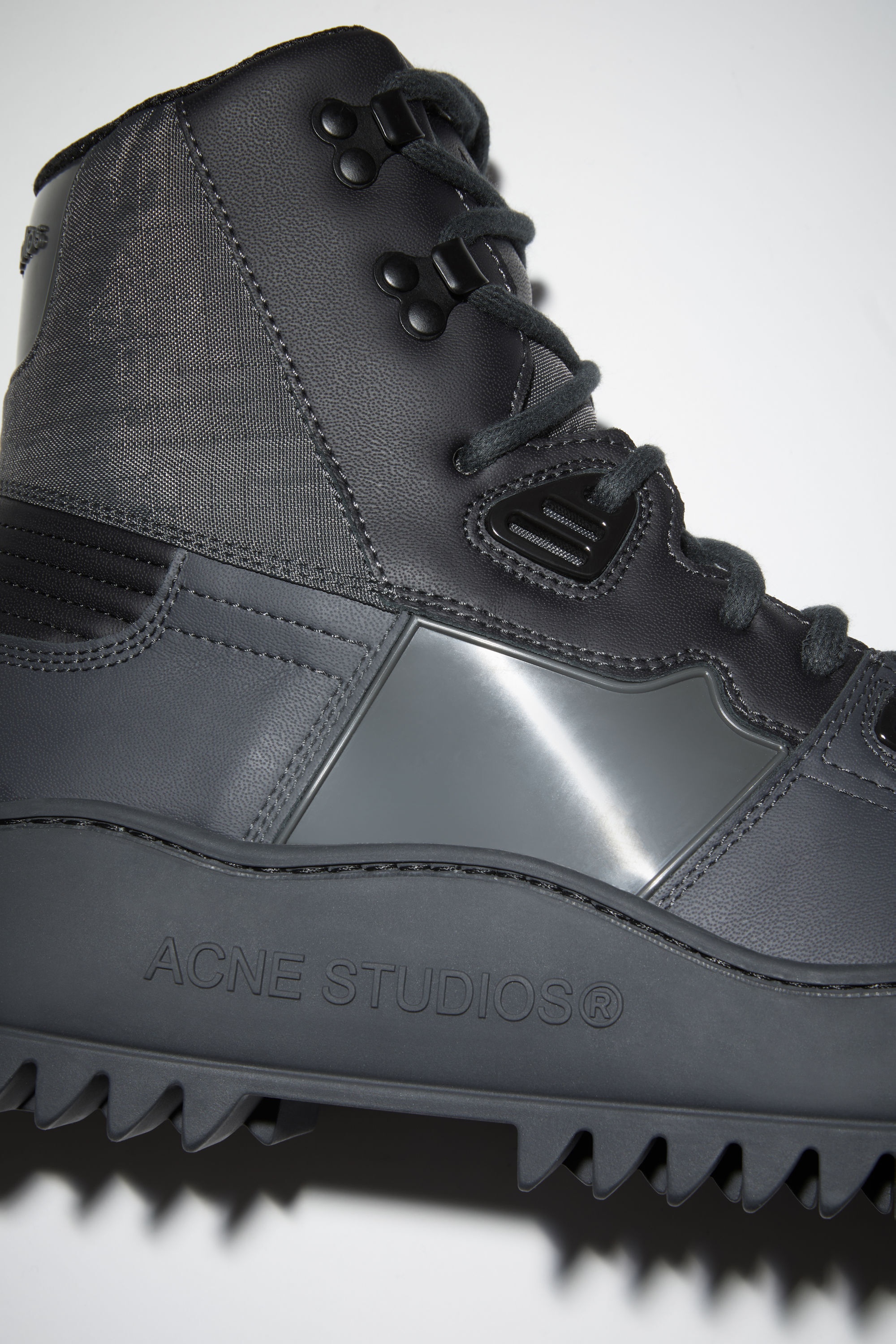 Leather lace-up ankle sneakers - Multi anthracite - 6
