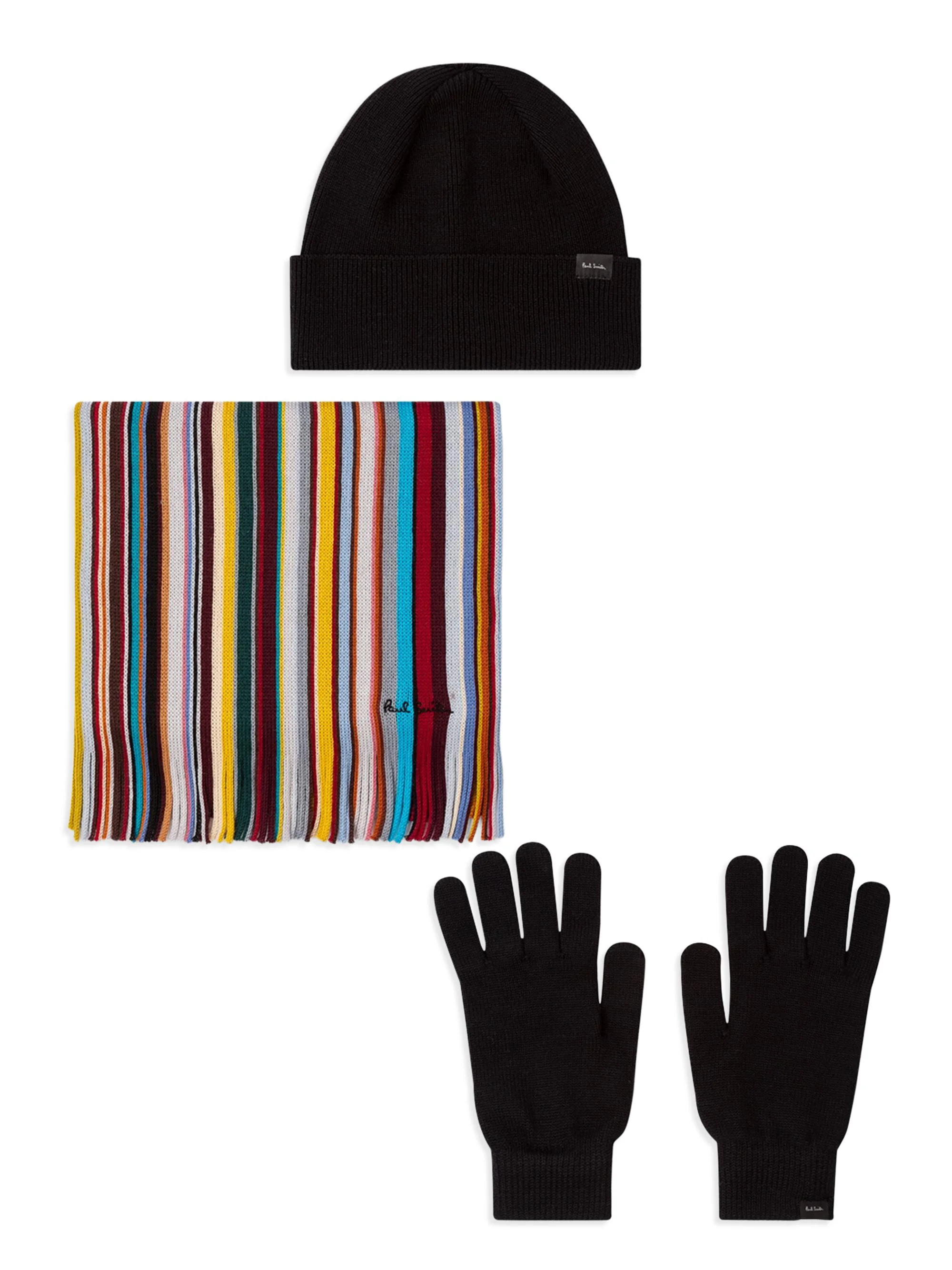 Men's Scarf, Beanie & Glove Gift Set - Black - 1