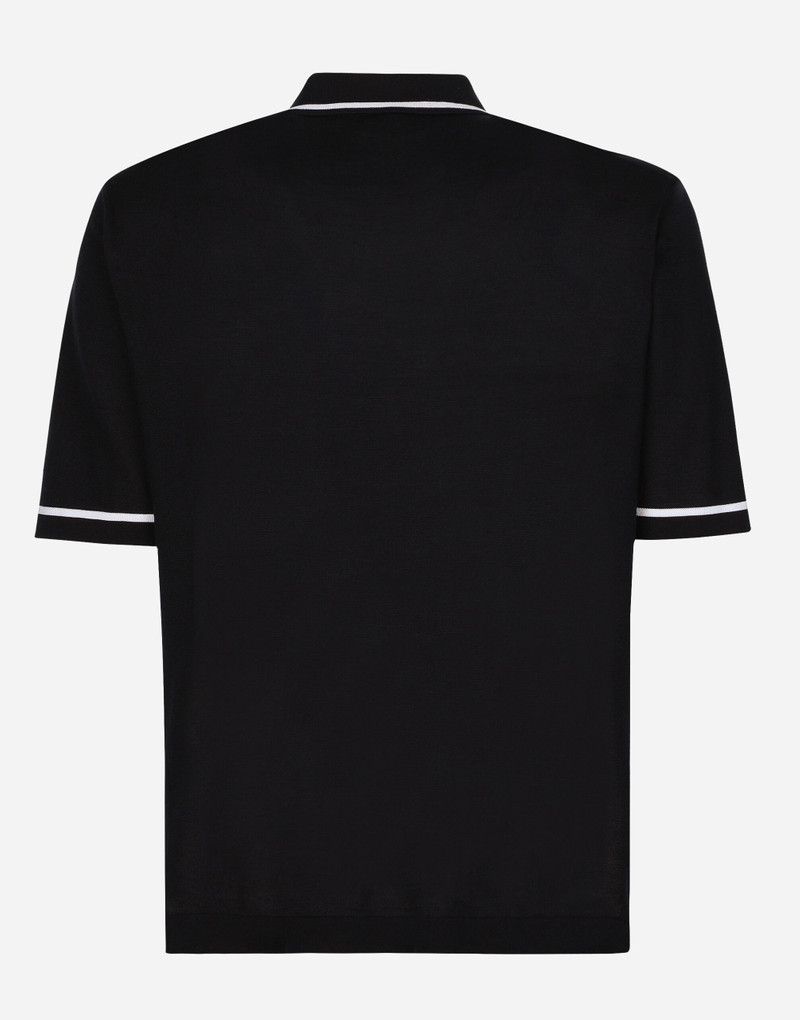 Dolce & Gabbana Marina-print silk polo-shirt outlook