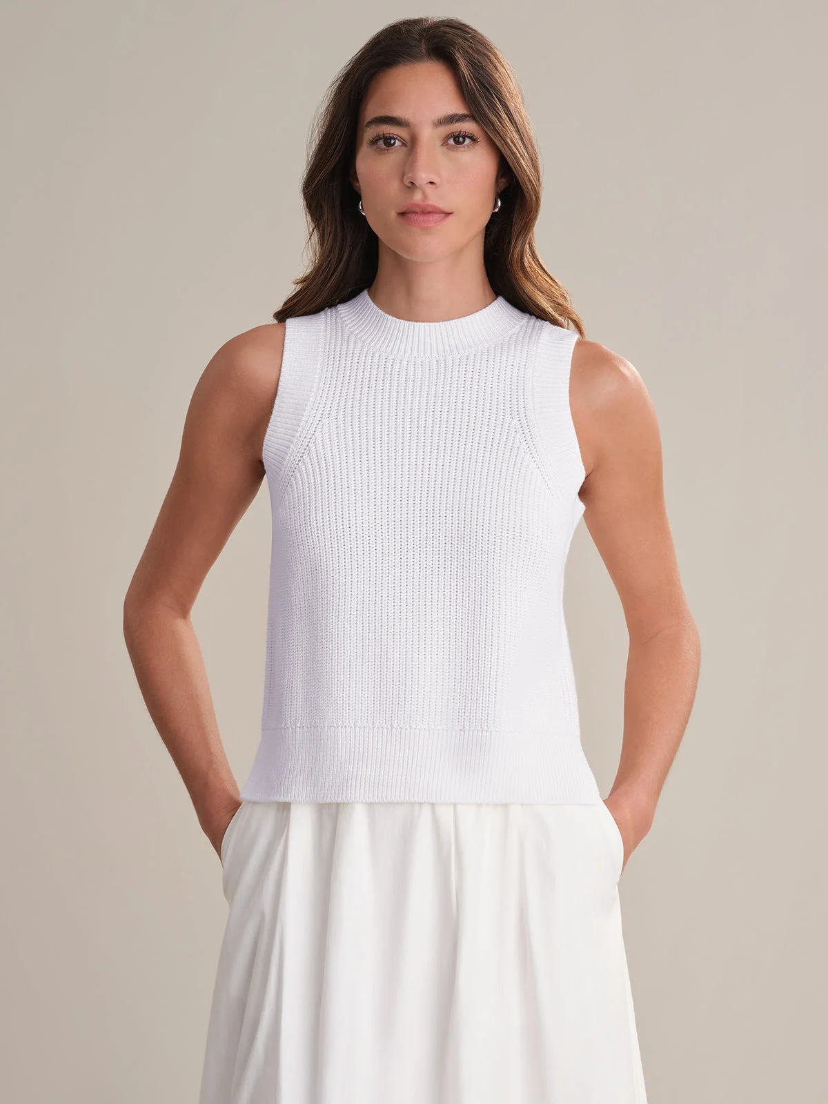 Demi: High Crewneck Cotton Tank - 1