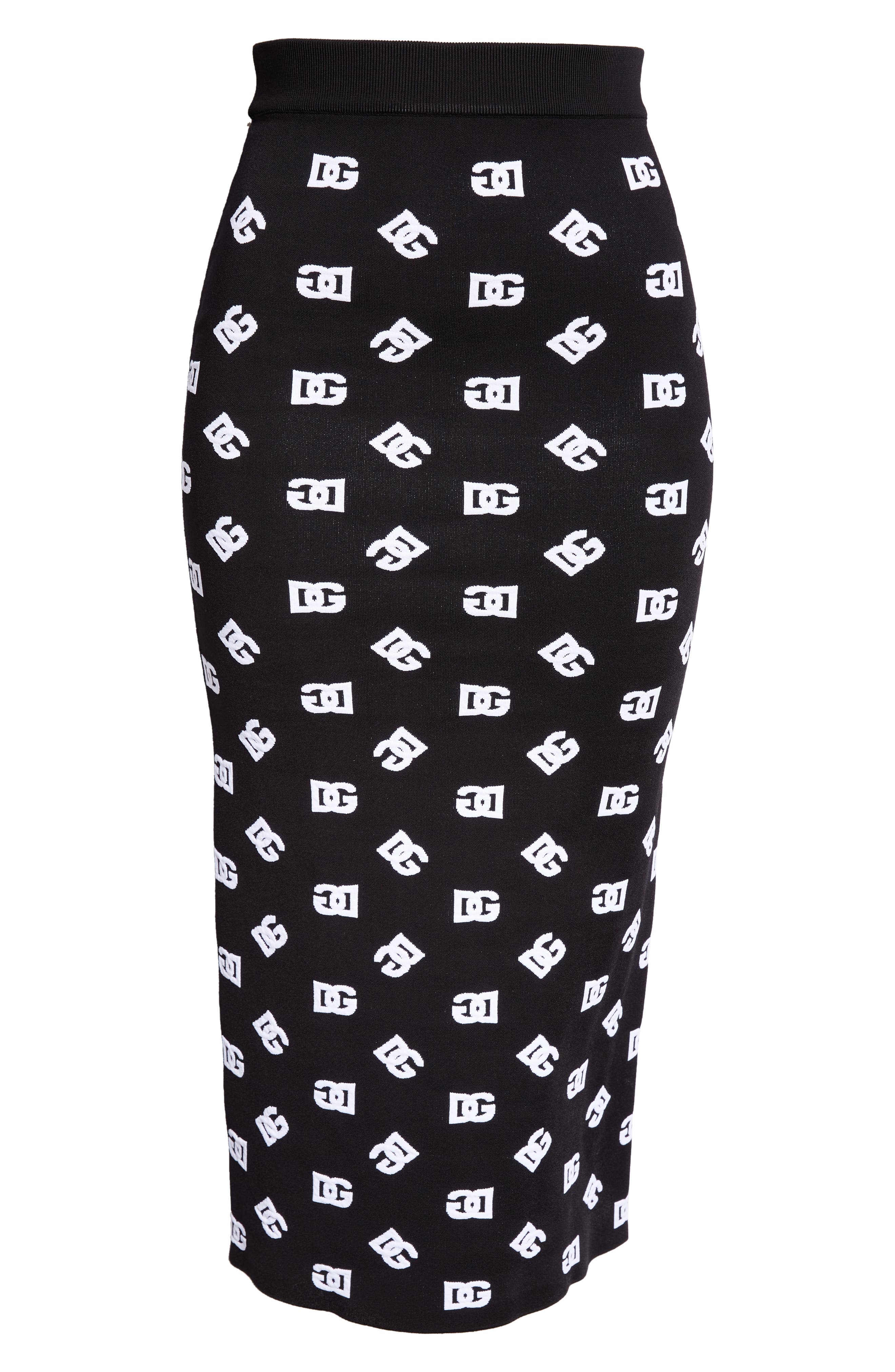 Dolce&Gabbana Monogram Jacquard Midi Sweater Skirt in Nero/Bianco at Nordstrom - 6