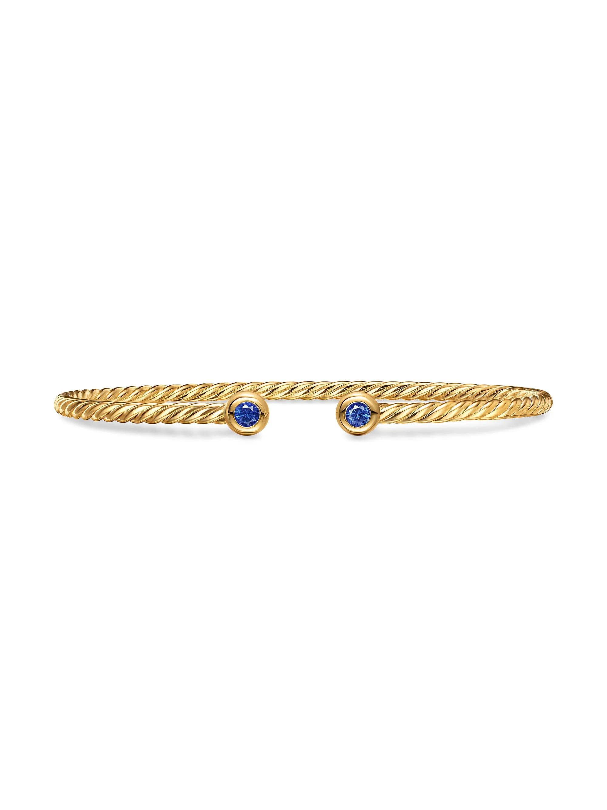 Women's Micro Cablespira Flex Round Bracelet in 18K Yellow Gold - Light Blue Sapphire - 1