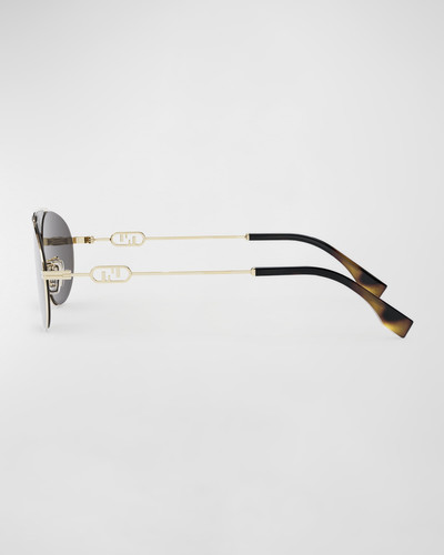 FENDI Men's Double-Bridge Metal Oval Sunglasses outlook