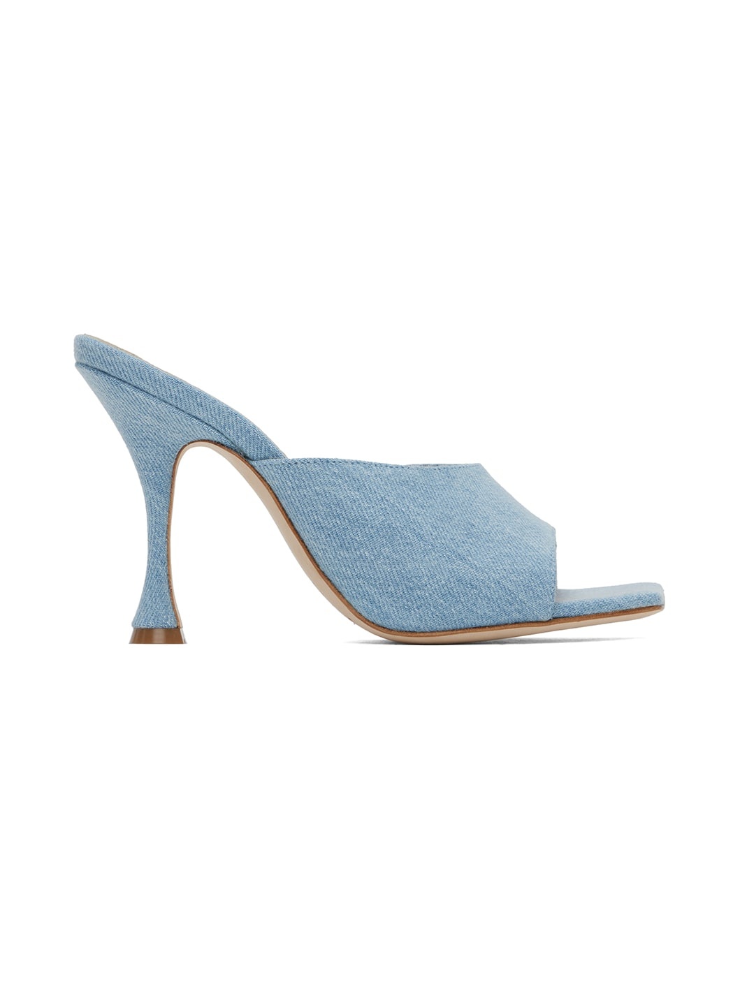 Blue Square Toe Denim Mules - 1