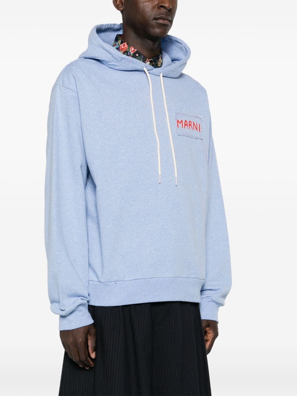 logo-patch cotton hoodie - 3