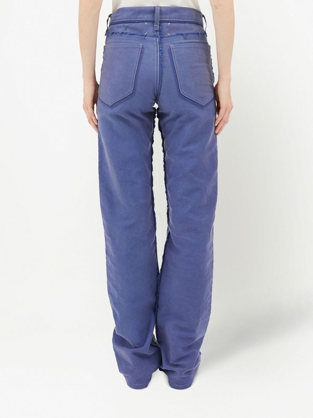frayed-detail straight-leg jeans - 4