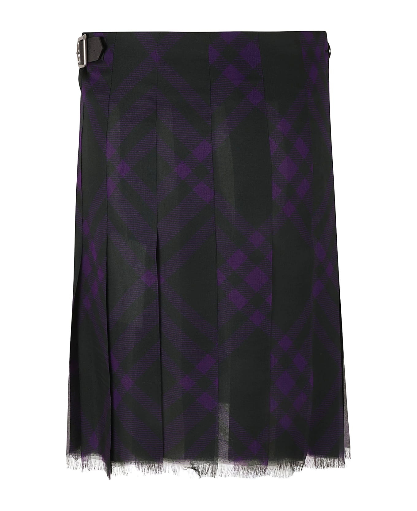 Check Print Ripped Skirt - 2