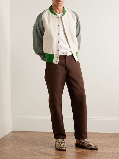 visvim Colour-Block Logo-Appliquéd Wool and Linen-Blend Varsity Jacket outlook