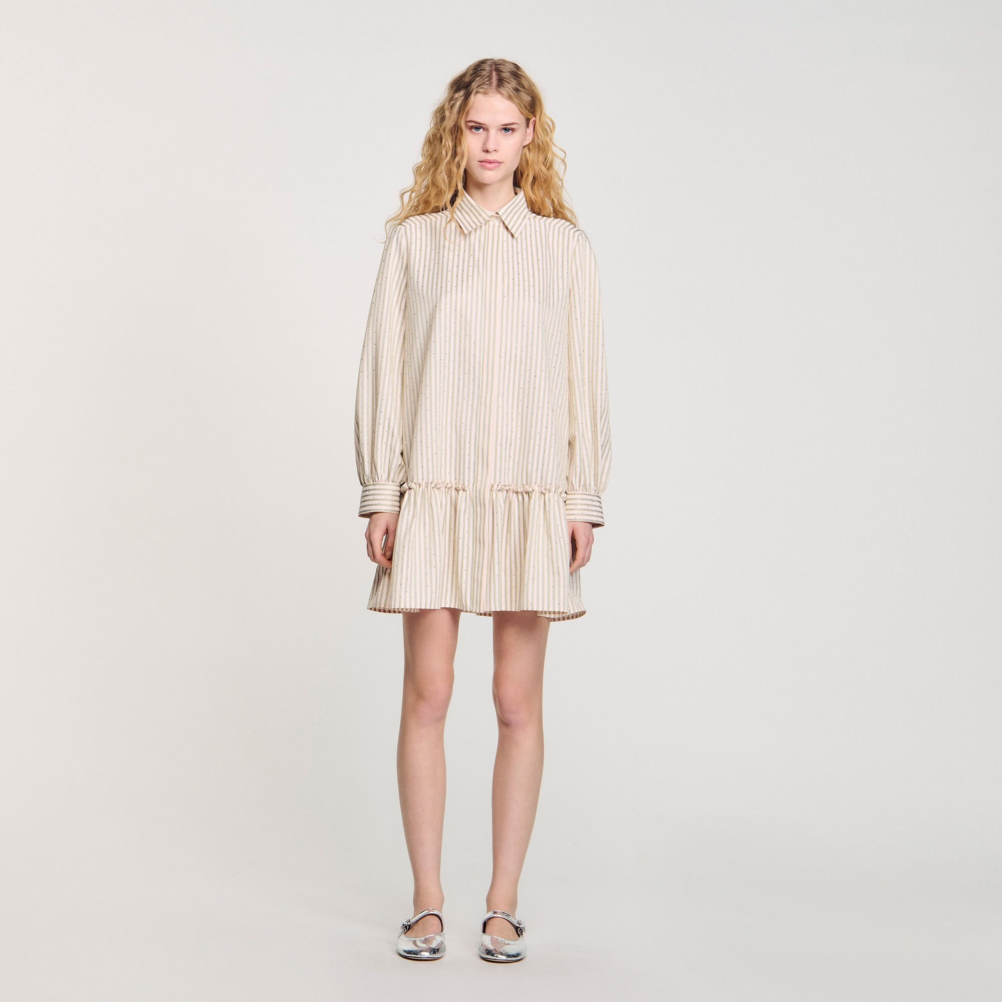 RHINESTONE STRIPED SHIRT DRESS - 2