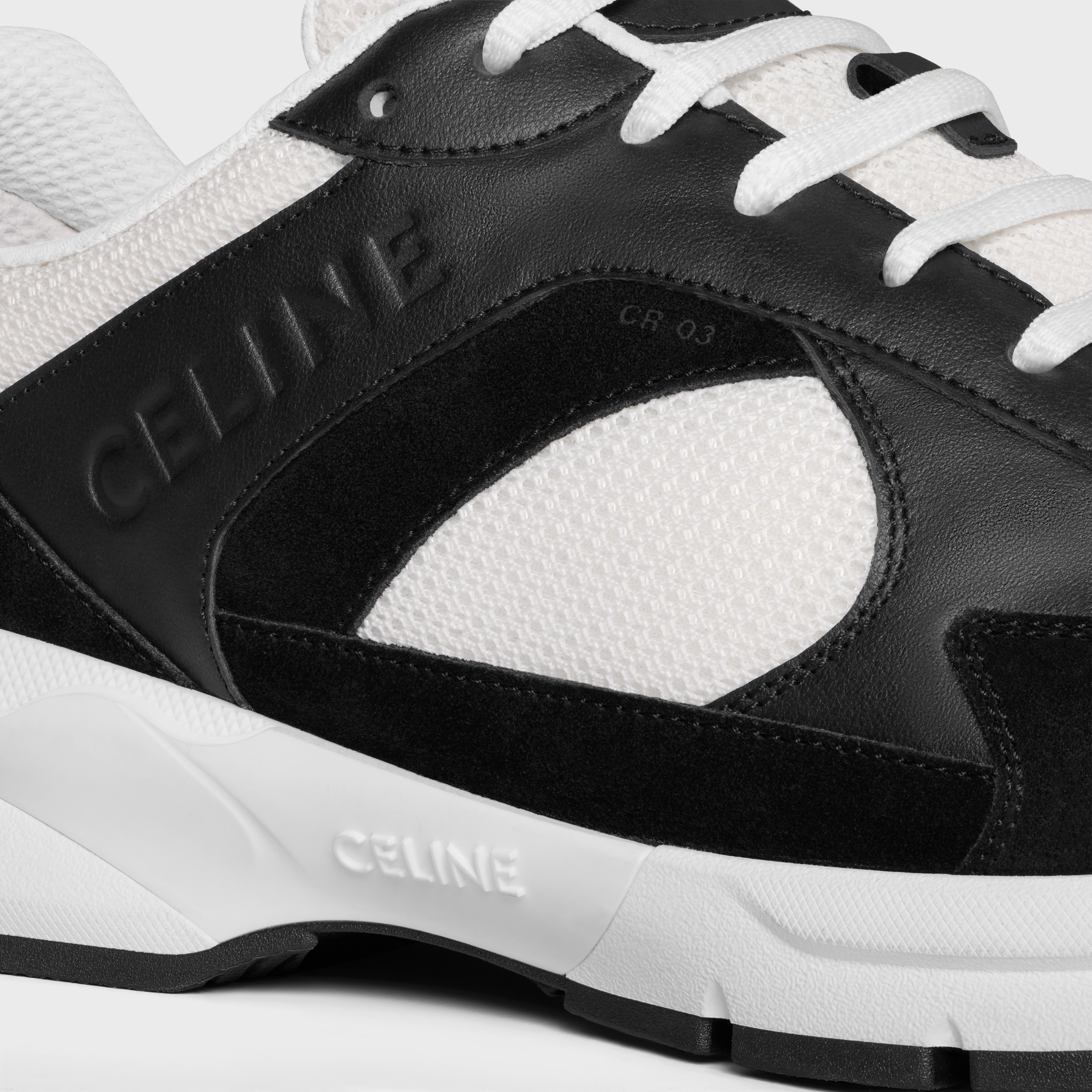 CELINE RUNNER CR-03 LOW LACE-UP SNEAKER in MESH, CALFSKIN AND SUEDE CALFSKIN - 5