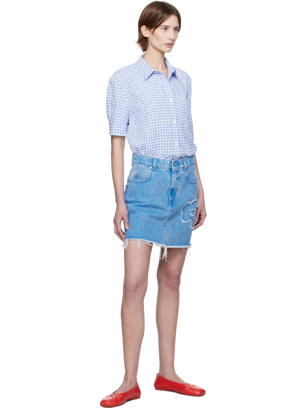 Blue & White Seersucker Checked Shirt - 4