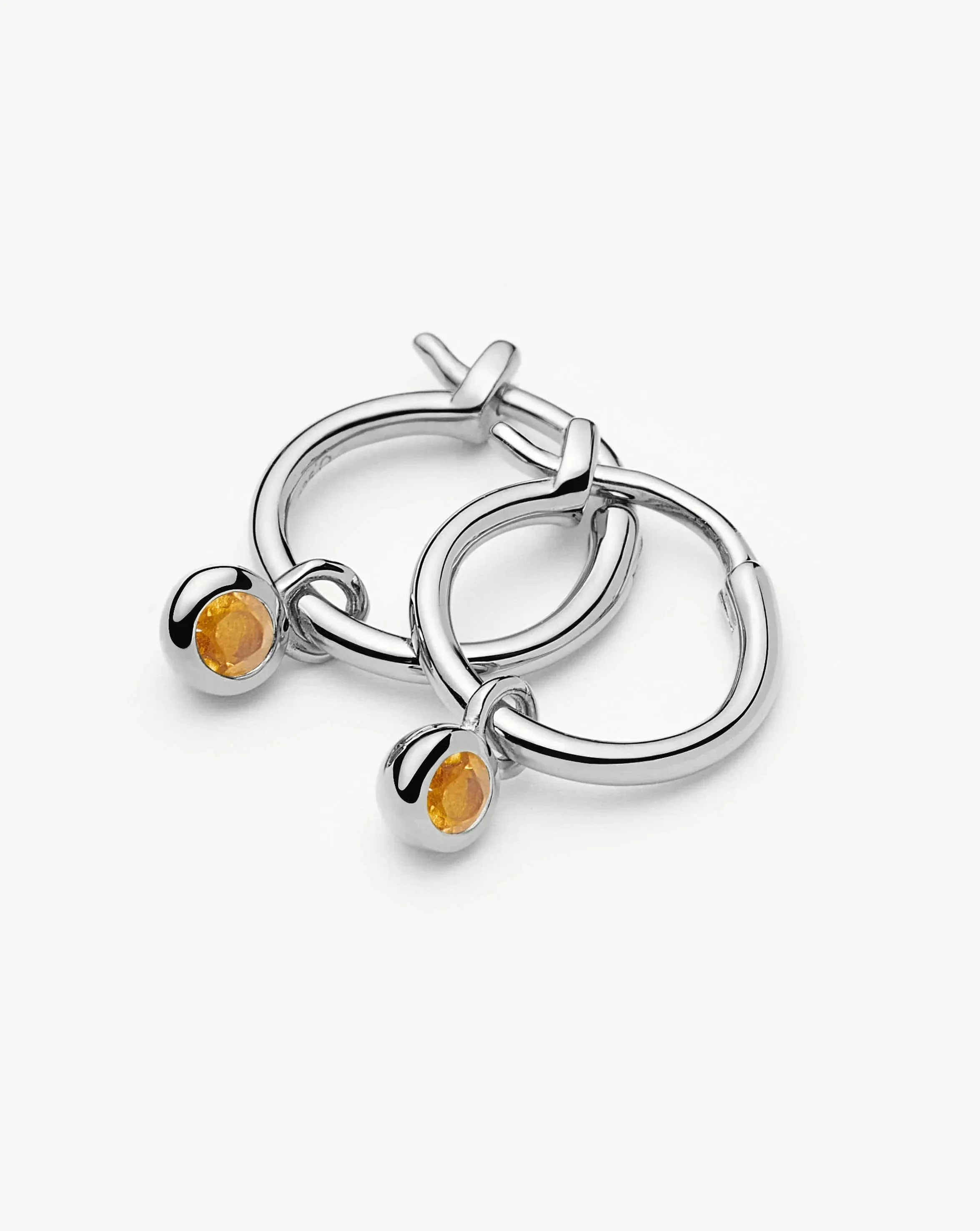 November Birthstone Mini Charm Hoop Earrings - 1