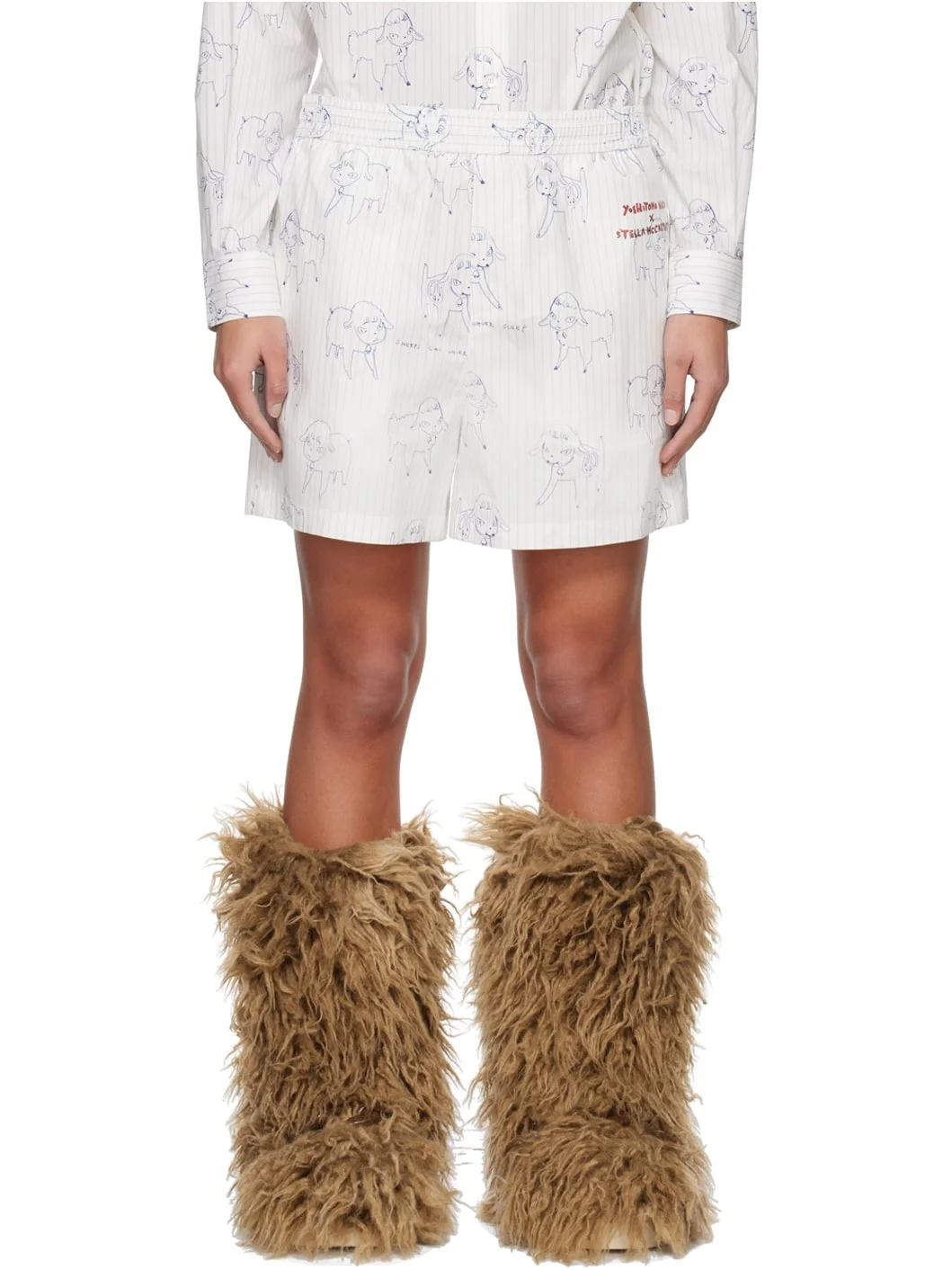 White 'Sheep Can Never Sleep' Shorts - 1