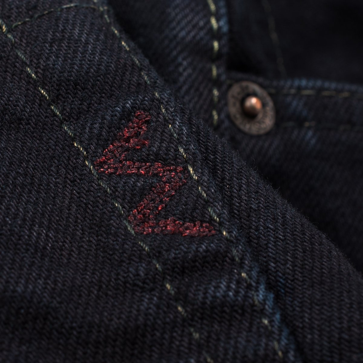 IH-634S-142od 14oz Selvedge Denim Straight Cut Jeans - Indigo Overdyed Black - 10