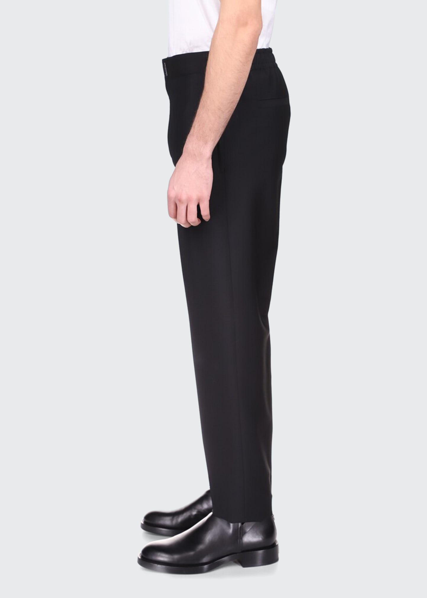 Men's Solid Tapered Wool Trousers - 4