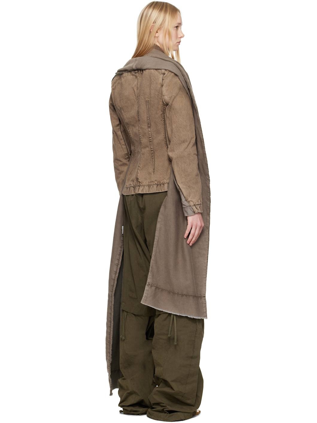SSENSE Exclusive Brown Asymmetric Scarf Denim Jacket - 3