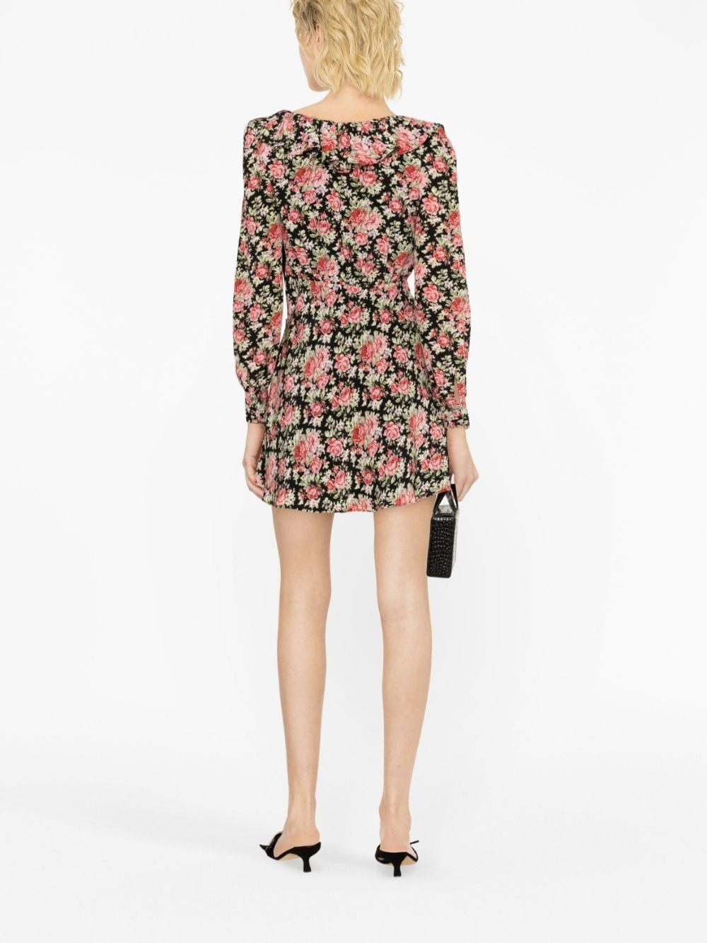 rose-print silk minidress - 3