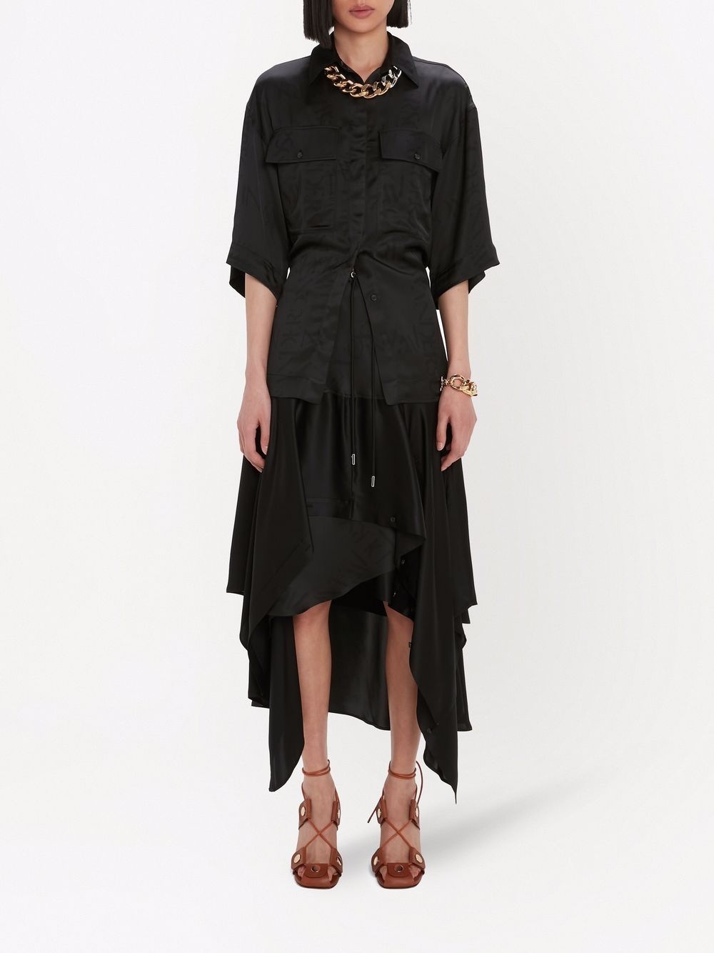layered asymmetric midi skirt - 2