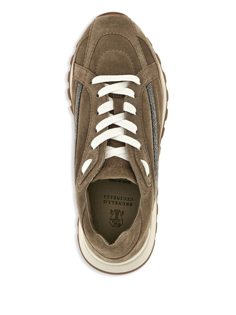 Monili-embellished suede sneakers 4