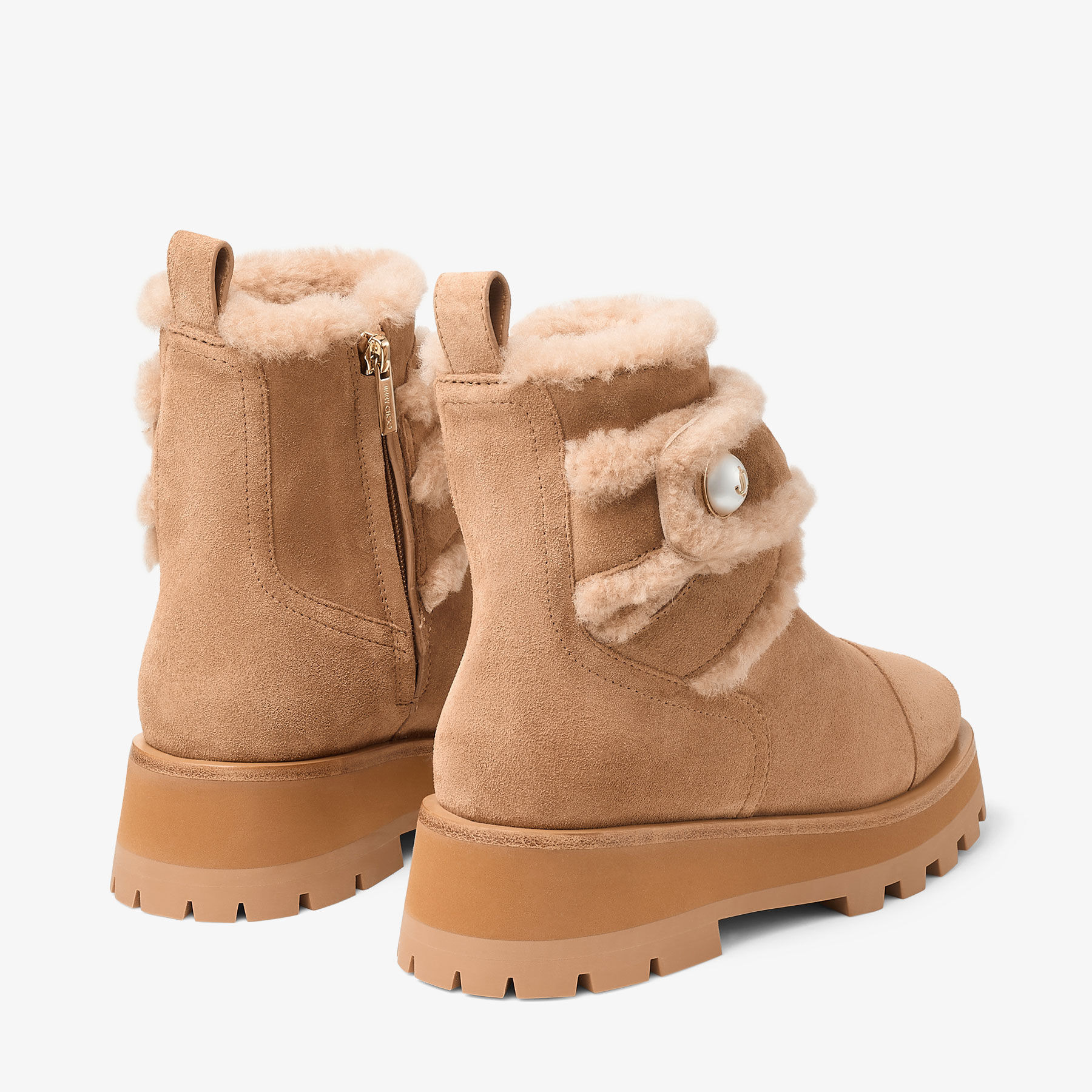 Meena Flat
Toffee Velvet Suede Ankle Boots with Shearling - 4