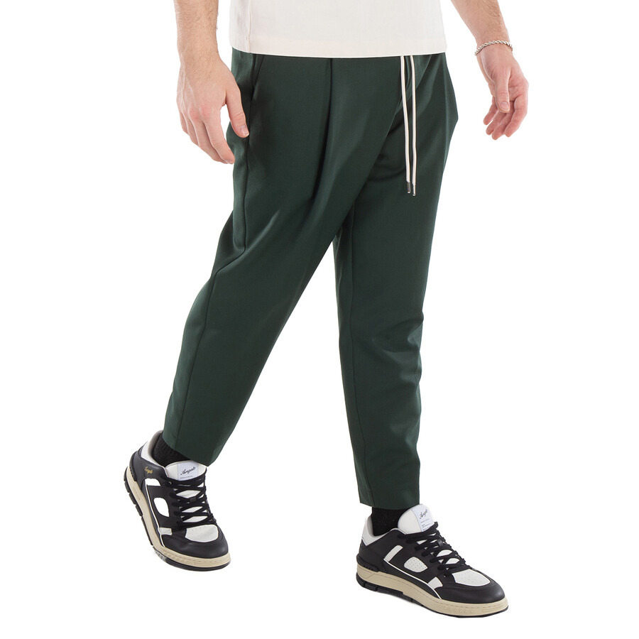 Drole De Monsieur Men's Green Cropped Pleat Trousers - 2