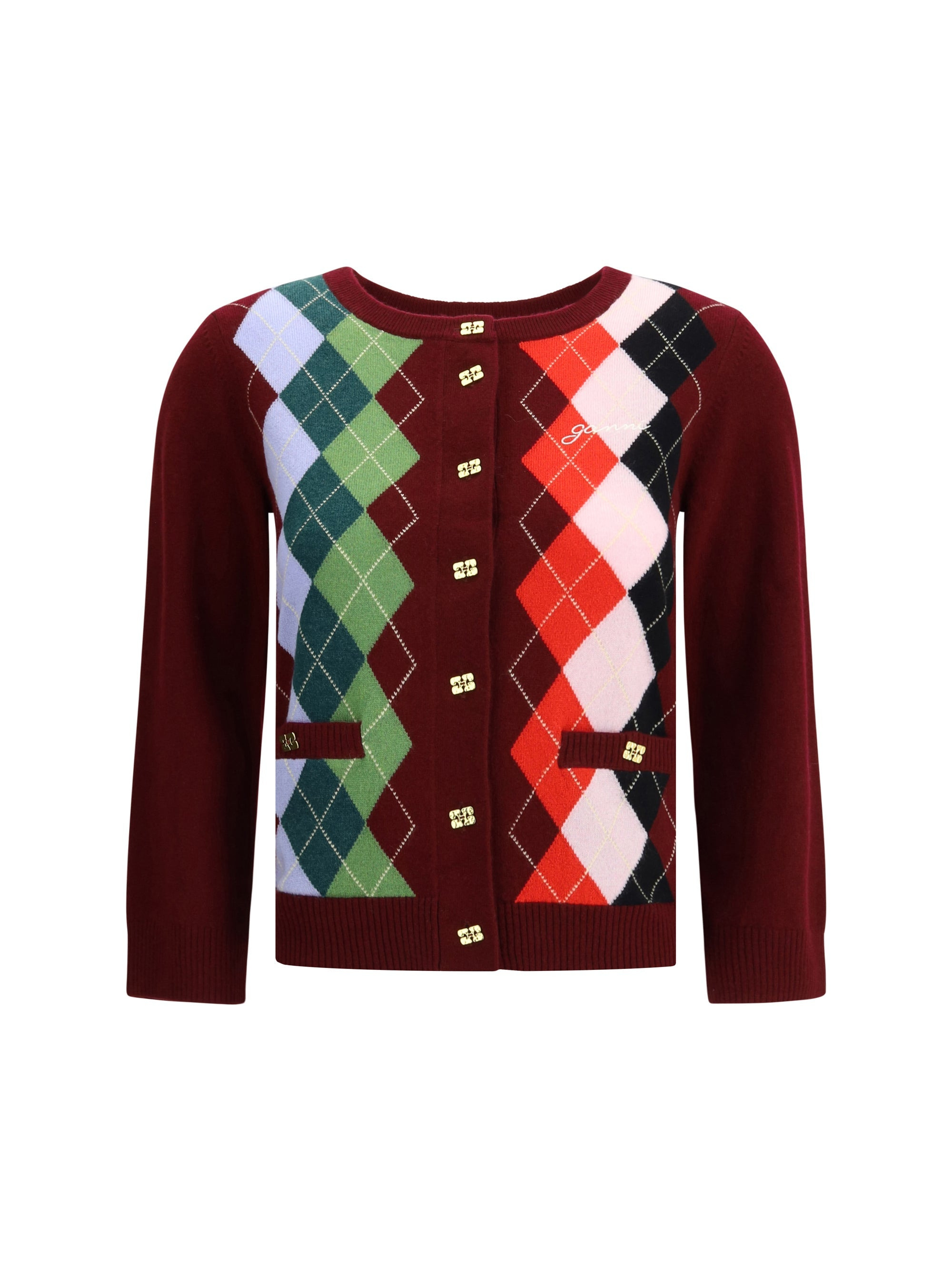 Ganni Women Check Cardigan - 1