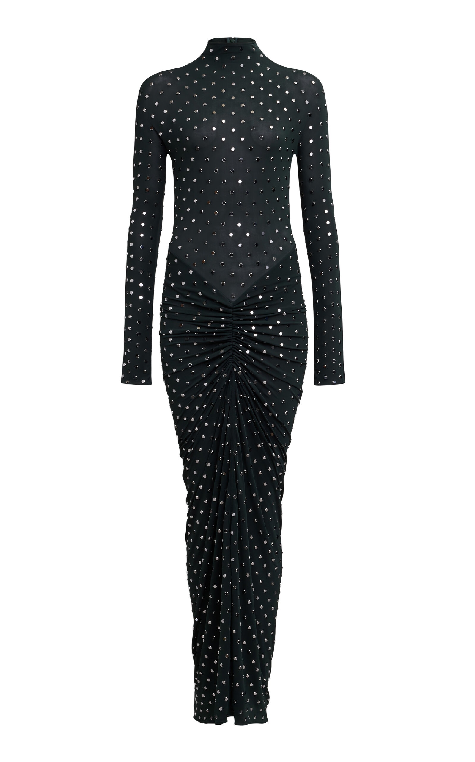 Alaïa Ruched Crystal Jersey Maxi Dress black | modaoperandi