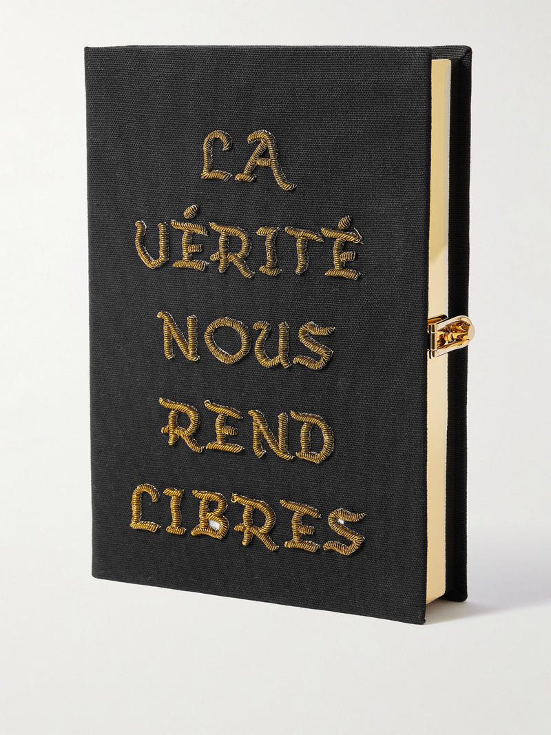 La Vérité Nous Rend Libre Embroidered Canvas Clutch 1