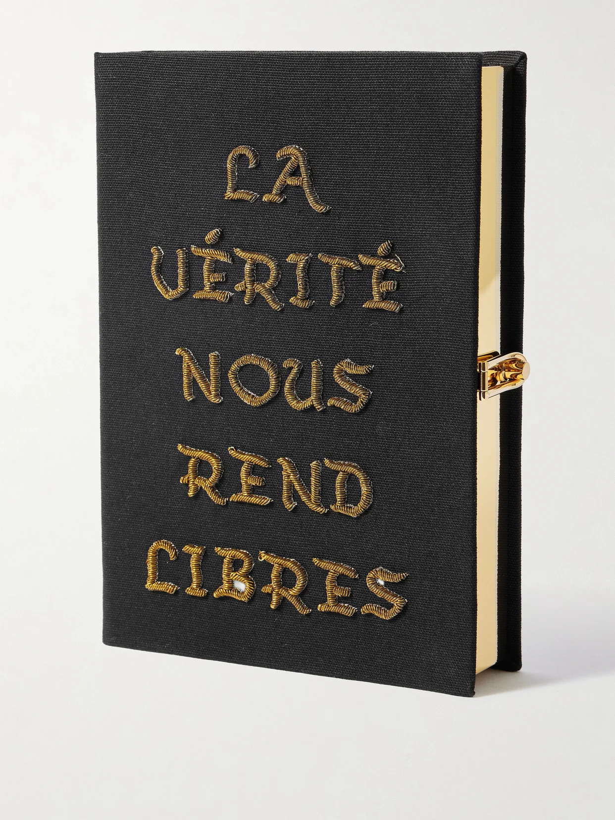 La Vérité Nous Rend Libre Embroidered Canvas Clutch - 1