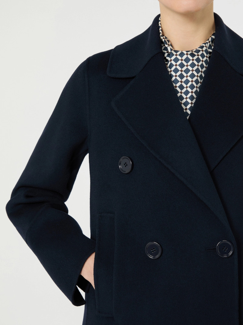 CUSTODI Long wool coat with half-belt detail - MIDNIGHTBLUE 5